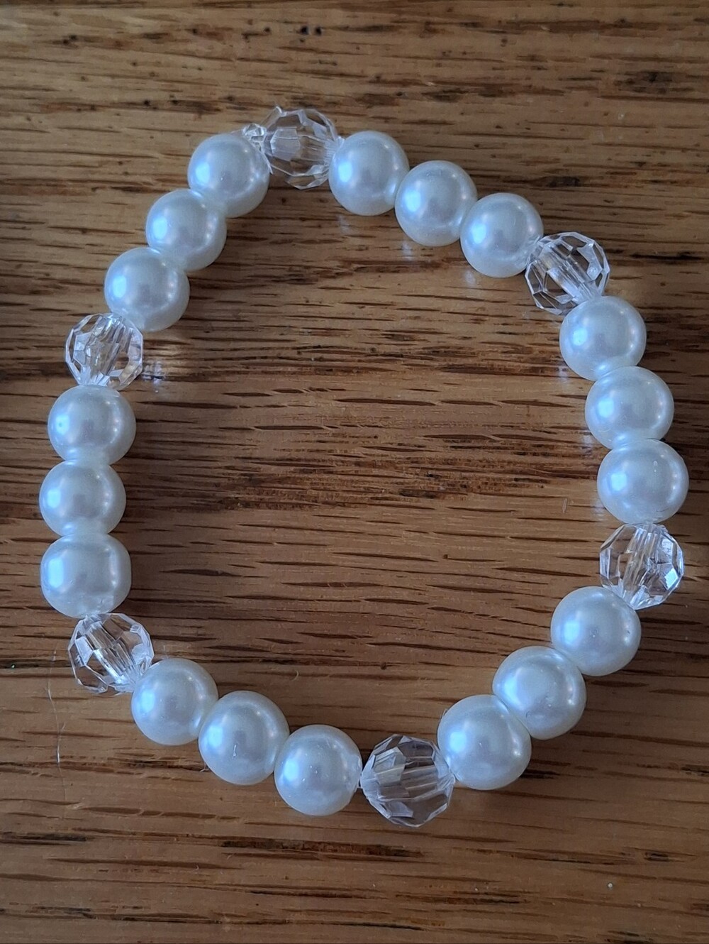 PLUS SIZE Classic White Pearl Beaded Stretch Bracelet - Unbranded